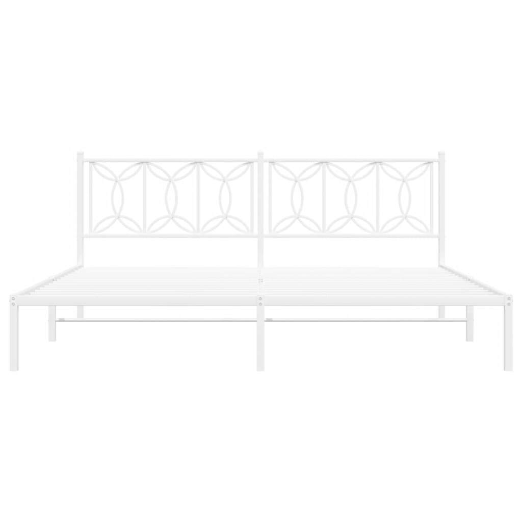 Metal Bed Frame without Mattress with Headboard White 76"x79.9