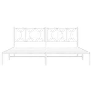 Metal Bed Frame without Mattress with Headboard White 76"x79.9