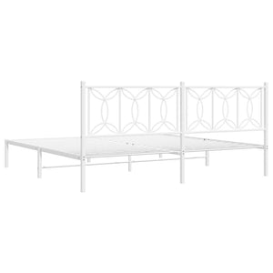 Metal Bed Frame without Mattress with Headboard White 76"x79.9