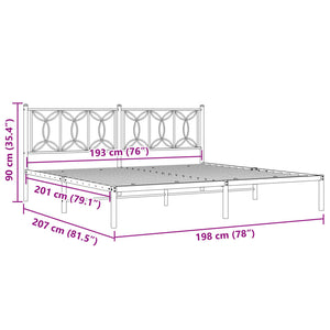 Metal Bed Frame without Mattress with Headboard White 76"x79.9