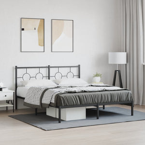 Metal Bed Frame without Mattress with Headboard Black 59.1"x78.7