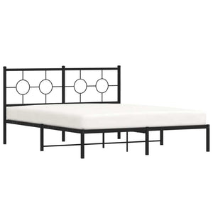 Metal Bed Frame without Mattress with Headboard Black 59.1"x78.7