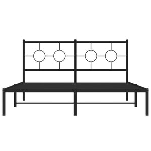Metal Bed Frame without Mattress with Headboard Black 59.1"x78.7