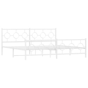 Metal Bed Frame without Mattress with Footboard White 76"x79.9