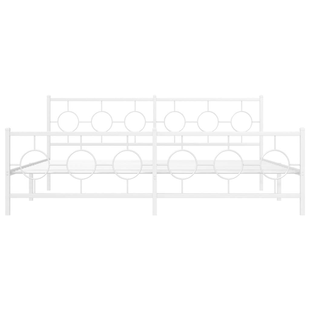 Metal Bed Frame without Mattress with Footboard White 76"x79.9