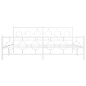 Metal Bed Frame without Mattress with Footboard White 76"x79.9