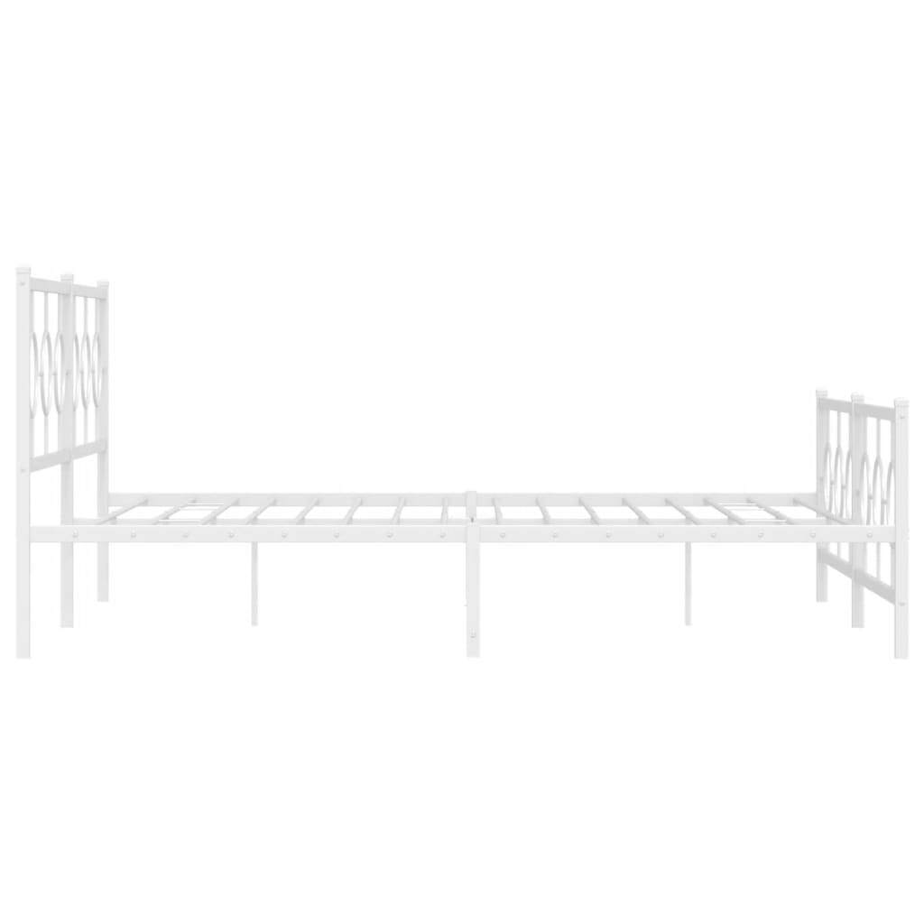 Metal Bed Frame without Mattress with Footboard White 76"x79.9