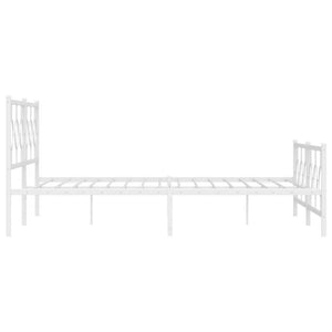 Metal Bed Frame without Mattress with Footboard White 76"x79.9