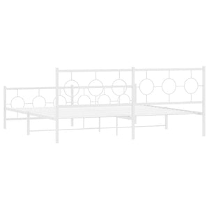 Metal Bed Frame without Mattress with Footboard White 76"x79.9