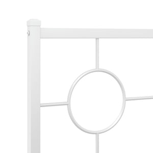 Metal Bed Frame without Mattress with Footboard White 76"x79.9