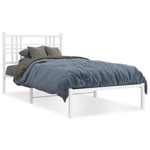 Metal Bed Frame without Mattress with Headboard White 39.4"x78.7