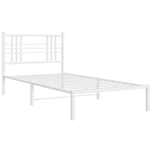 Metal Bed Frame without Mattress with Headboard White 39.4"x78.7