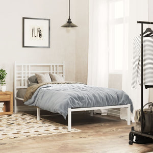 Metal Bed Frame without Mattress with Headboard White 39.4"x78.7