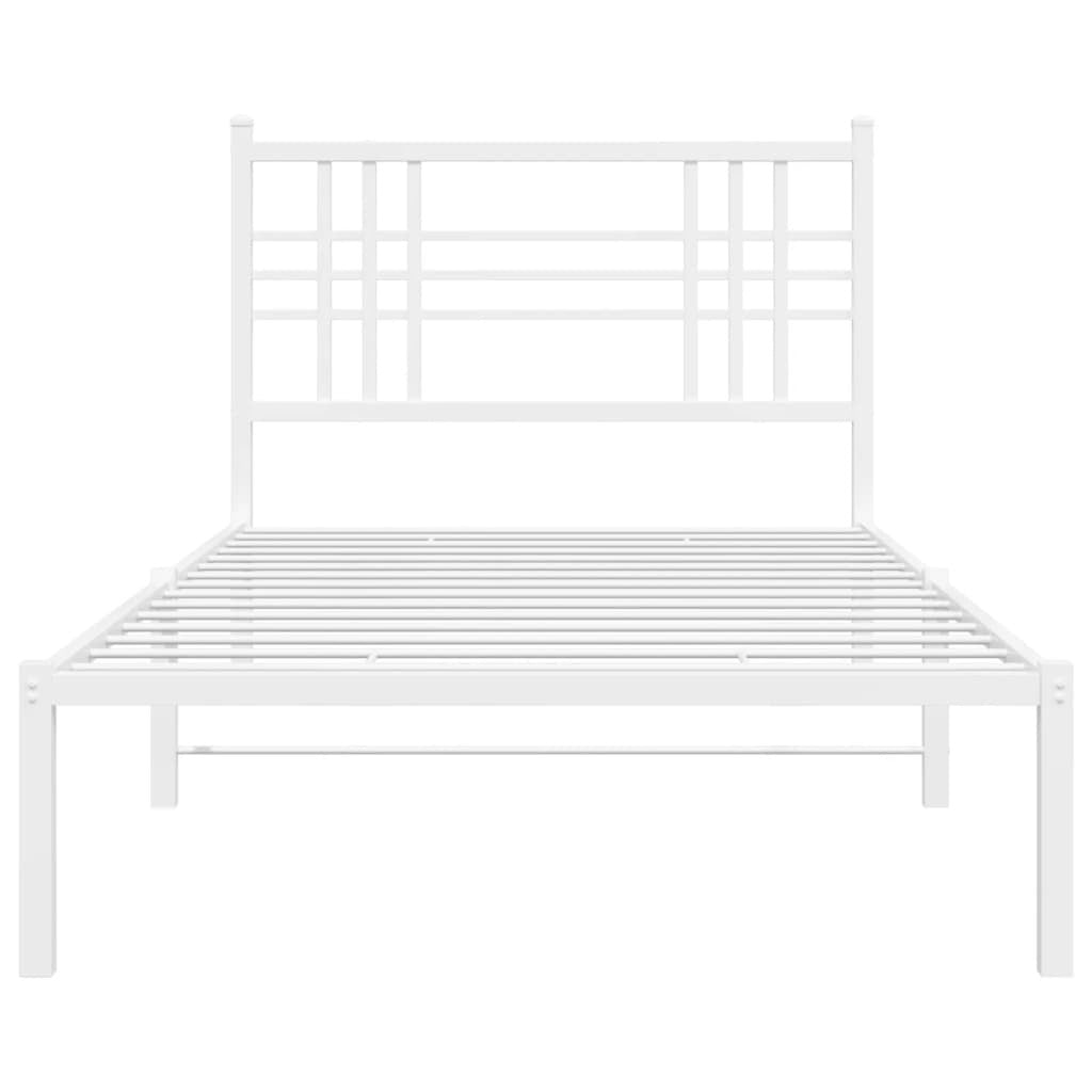 Metal Bed Frame without Mattress with Headboard White 39.4"x78.7
