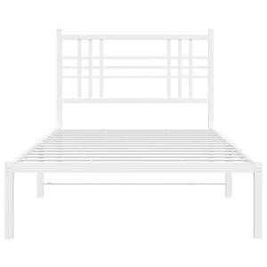 Metal Bed Frame without Mattress with Headboard White 39.4"x78.7