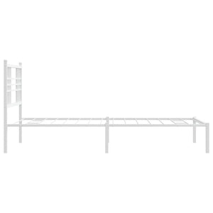 Metal Bed Frame without Mattress with Headboard White 39.4"x78.7