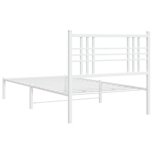 Metal Bed Frame without Mattress with Headboard White 39.4"x78.7