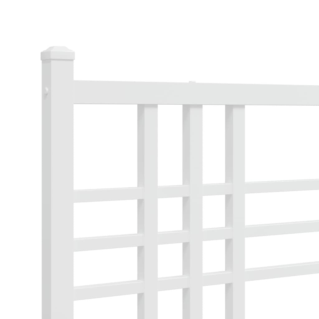 Metal Bed Frame without Mattress with Headboard White 39.4"x78.7