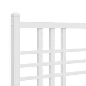 Metal Bed Frame without Mattress with Headboard White 39.4"x78.7