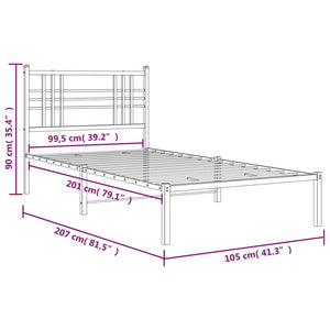 Metal Bed Frame without Mattress with Headboard White 39.4"x78.7