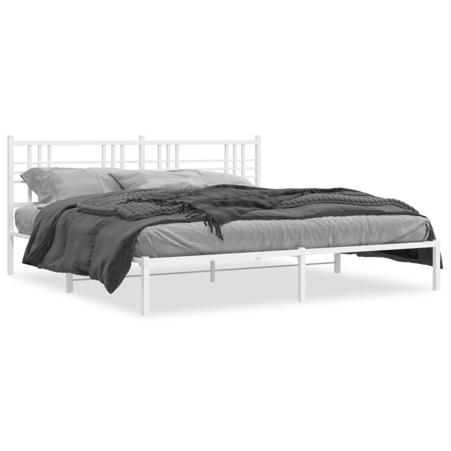 Metal Bed Frame without Mattress with Headboard White 76"x79.9