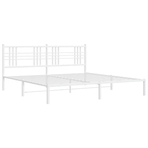 Metal Bed Frame without Mattress with Headboard White 76"x79.9
