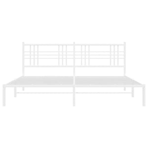 Metal Bed Frame without Mattress with Headboard White 76"x79.9
