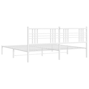 Metal Bed Frame without Mattress with Headboard White 76"x79.9