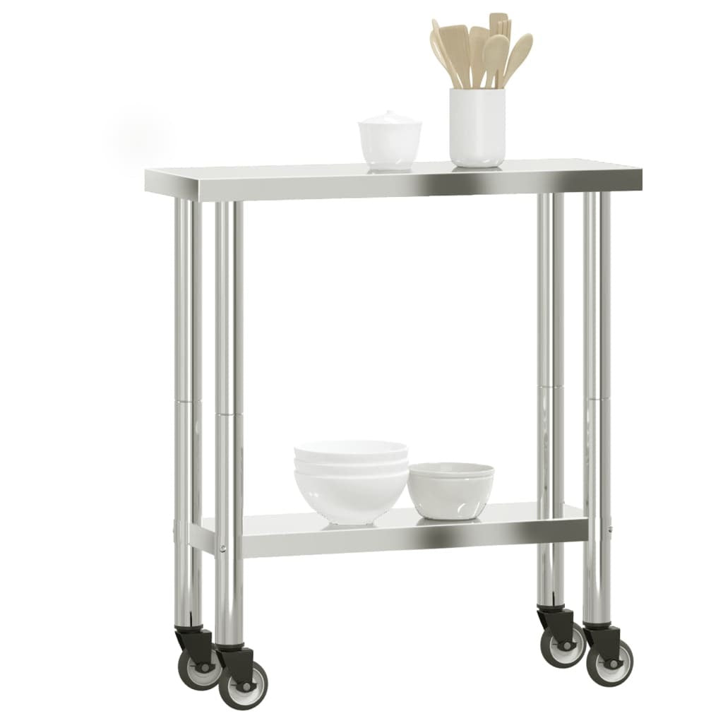 Kitchen Work Table with Wheels 32.5"x11.8"x33.5" Stainless Steel