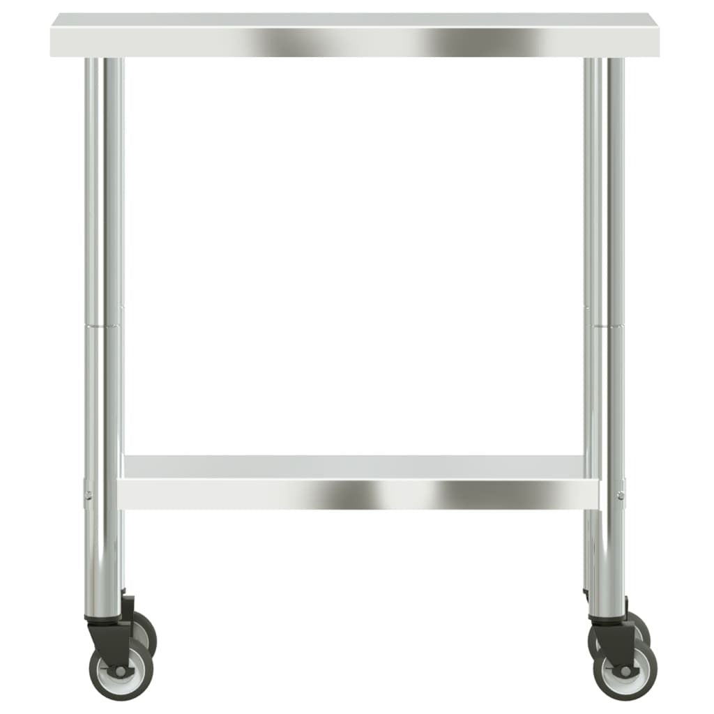 Kitchen Work Table with Wheels 32.5"x11.8"x33.5" Stainless Steel
