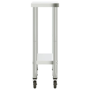 Kitchen Work Table with Wheels 32.5"x11.8"x33.5" Stainless Steel
