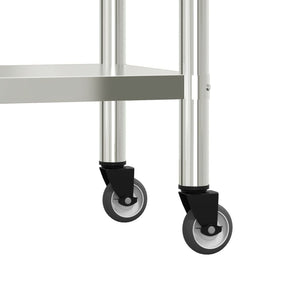 Kitchen Work Table with Wheels 32.5"x11.8"x33.5" Stainless Steel