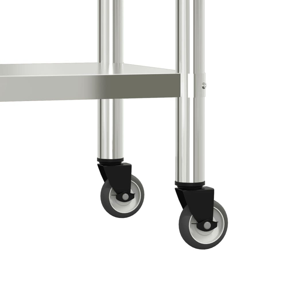 Kitchen Work Table with Wheels 43.3"x21.7"x33.5" Stainless Steel