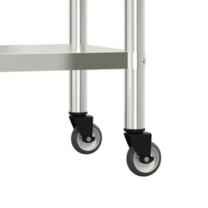 Kitchen Work Table with Wheels 43.3"x21.7"x33.5" Stainless Steel
