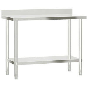 Kitchen Work Table with Backsplash 43.3"x21.7"x36.6" Stainless Steel
