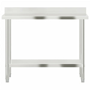 Kitchen Work Table with Backsplash 43.3"x21.7"x36.6" Stainless Steel