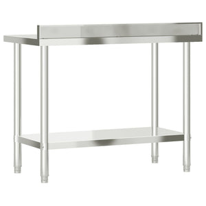 Kitchen Work Table with Backsplash 43.3"x21.7"x36.6" Stainless Steel