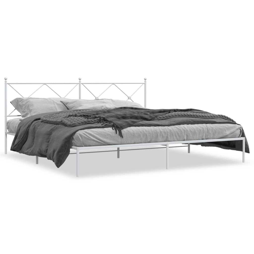Metal Bed Frame without Mattress with Headboard White 76"x79.9