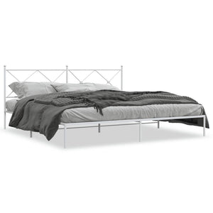 Metal Bed Frame without Mattress with Headboard White 76"x79.9