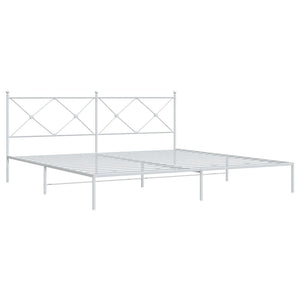Metal Bed Frame without Mattress with Headboard White 76"x79.9