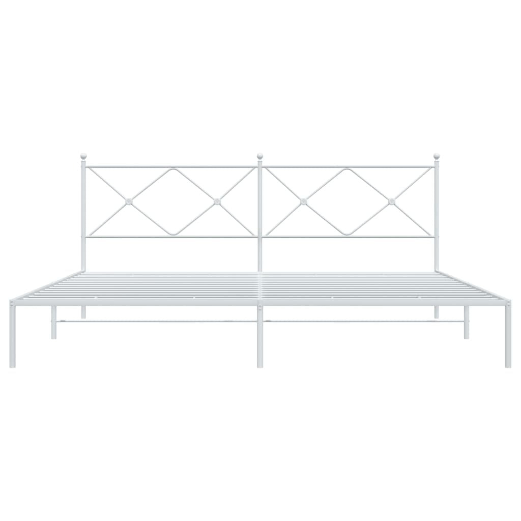 Metal Bed Frame without Mattress with Headboard White 76"x79.9