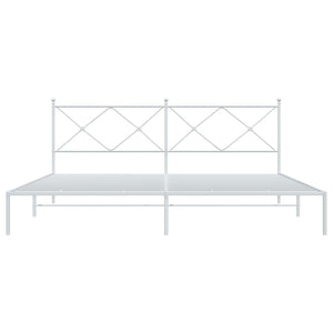Metal Bed Frame without Mattress with Headboard White 76"x79.9