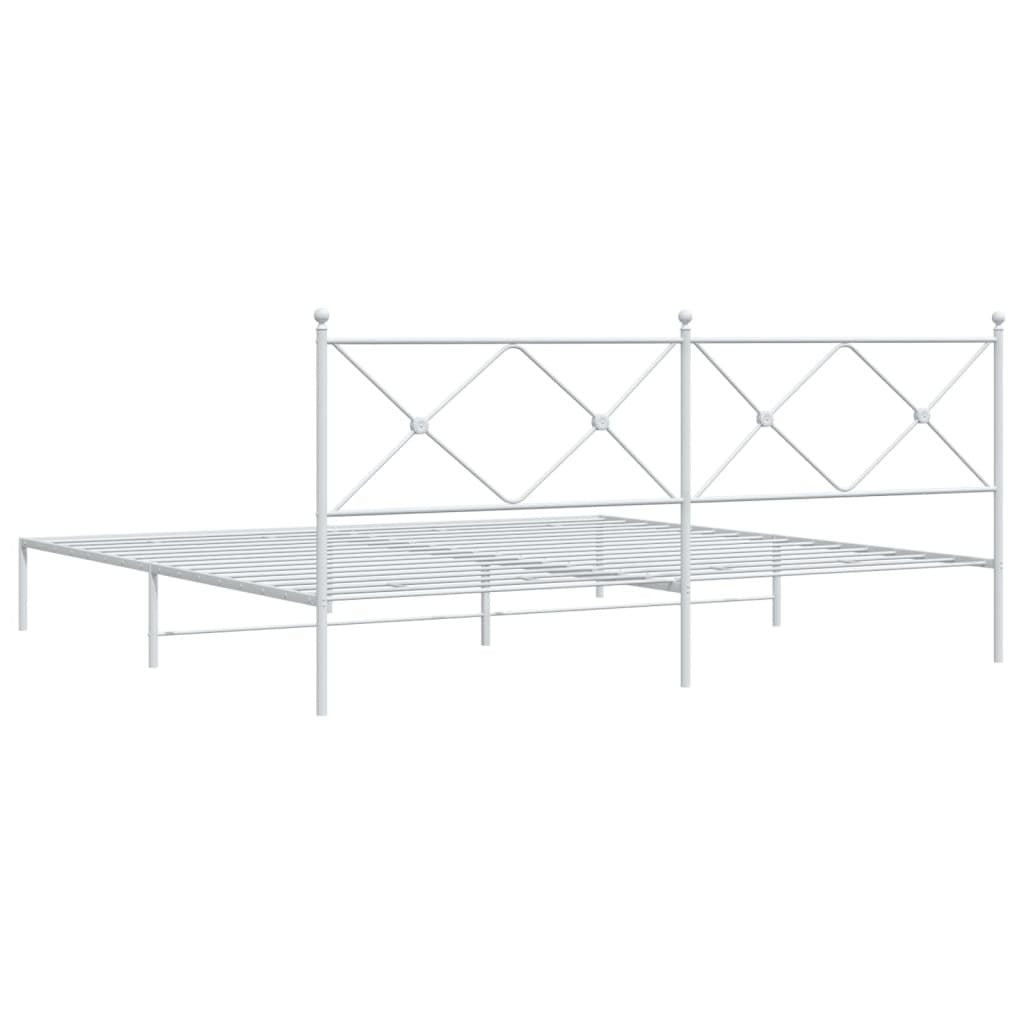 Metal Bed Frame without Mattress with Headboard White 76"x79.9