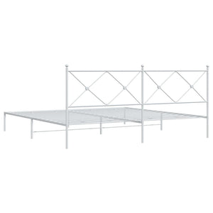 Metal Bed Frame without Mattress with Headboard White 76"x79.9