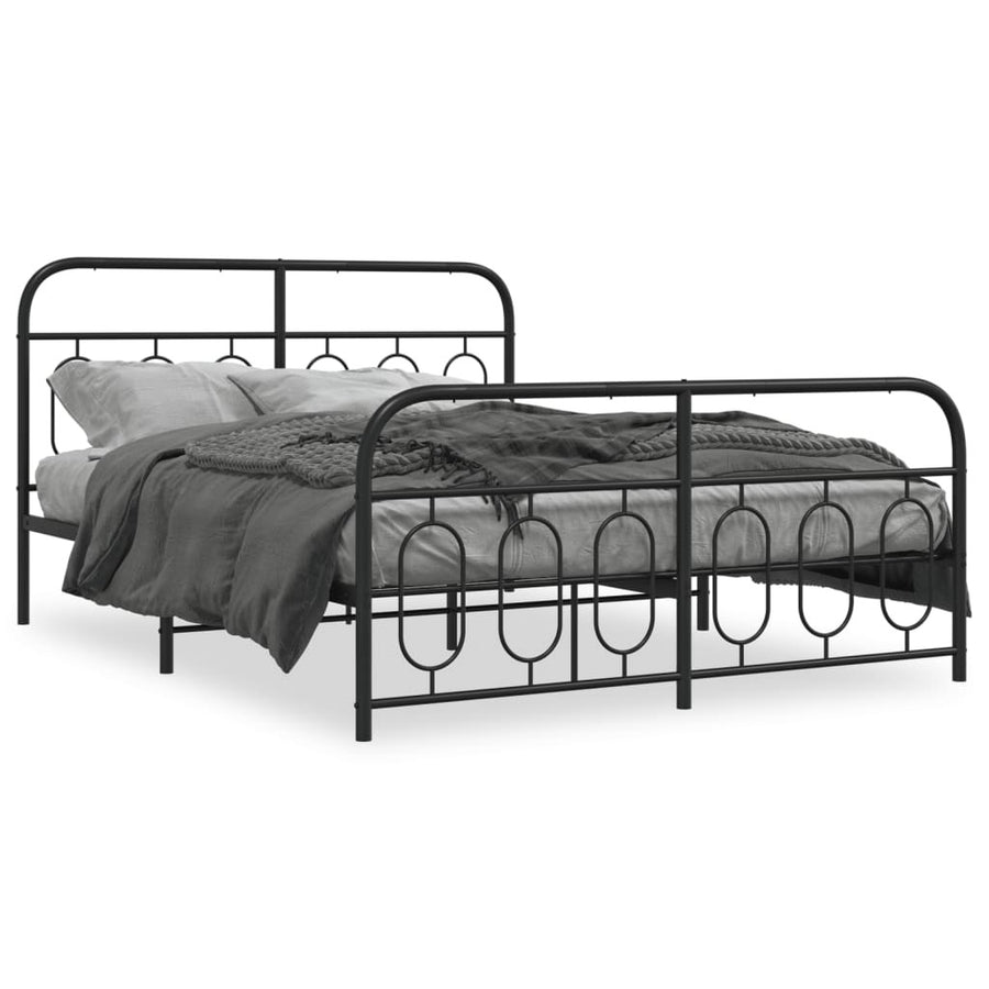 Metal Bed Frame without Mattress with Footboard Black 59.1"x78.7