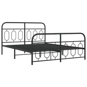 Metal Bed Frame without Mattress with Footboard Black 59.1"x78.7
