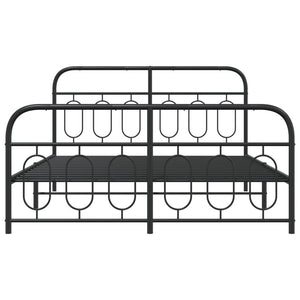 Metal Bed Frame without Mattress with Footboard Black 59.1"x78.7