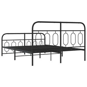 Metal Bed Frame without Mattress with Footboard Black 59.1"x78.7