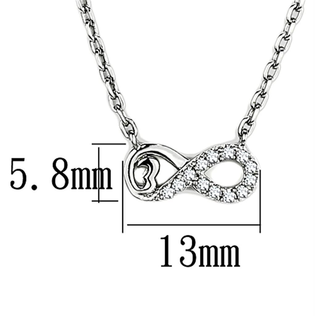 3W418 - Rhodium Brass Necklace with AAA Grade CZ in Clear