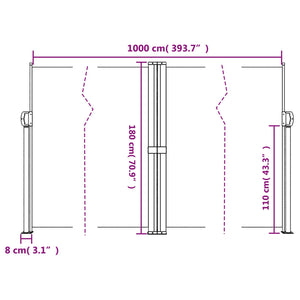 Retractable Side Awning Anthracite 70.9"x393.7